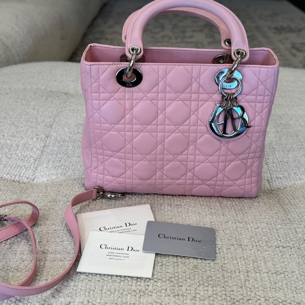 Authentic Christian Dior Lady Dior Cannage Medium Handbag